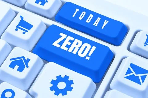 Hand writing sign Zero. Concept meaning no quantity or number nought Nothing Stock Photos