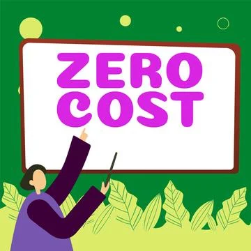 Hand writing sign Zero Cost. Business approach business decision that does not Illustrazione stock