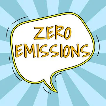 Hand writing sign Zero Emissions. Concept meaning emits no waste products that Stock Illustration