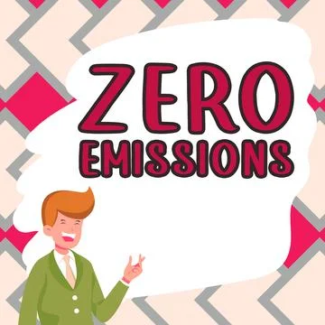 Hand writing sign Zero Emissions. Business idea emits no waste products that Stock Illustration