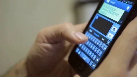 Hand writing sms on touch screen smartphone, closeup Video stock 80726542