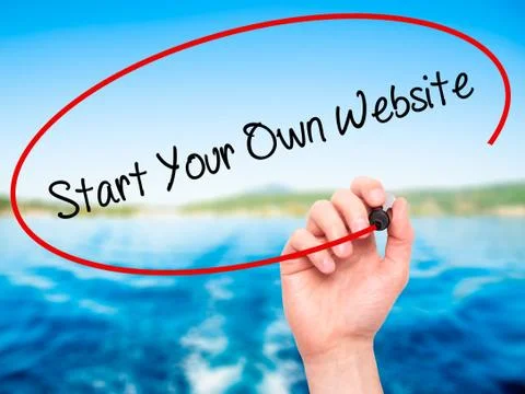 Hand writing Start Your Own Website with black marker Stock Photos