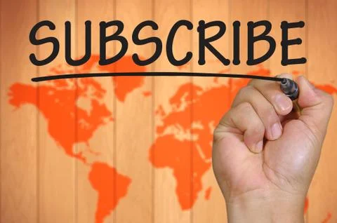 Hand writing subscribe Stock Photos