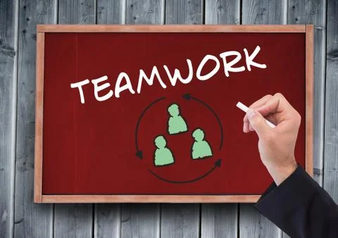 Hand writing teamwork on blackboard Foto stock