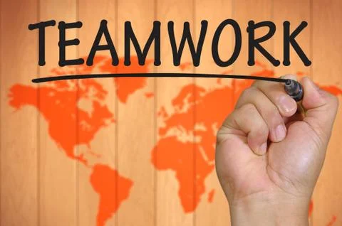 Hand writing teamwork Foto stock