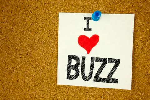 Hand writing text caption inspiration showing Buzz concept meaning Buzz Word  Stock Photos