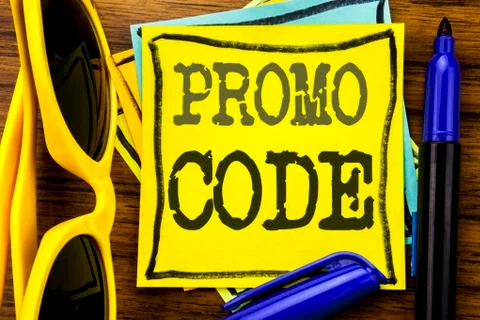 Hand writing text caption inspiration showing Promo Code. Business concept fo 스톡 사진