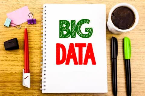 Hand writing text caption showing Big Data. Business concept for Digital Busi Foto stock