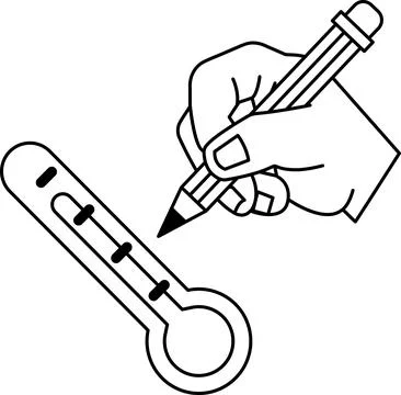 A hand is writing on a thermometer Illustration