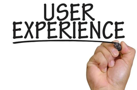 Hand writing user experience Stock Photos