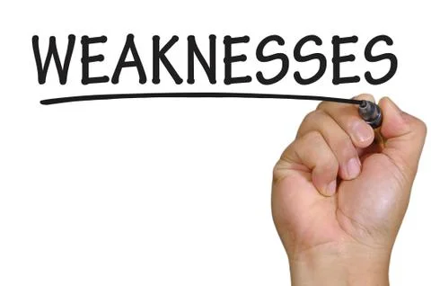 Hand writing weaknesses Foto stock