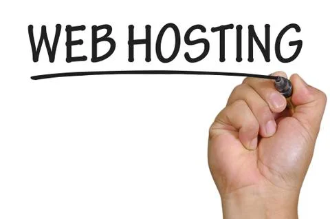 Hand writing web hosting Foto stock