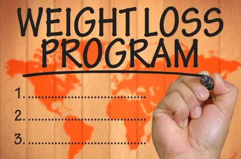 Hand writing weight loss program Foto stock