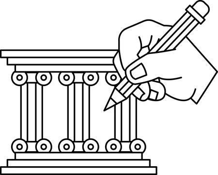 A hand is writing on a white background with a pencil Ilustración de archivo