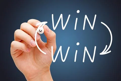 Hand Writing Win-Win Situation Business Concept Stock Photos