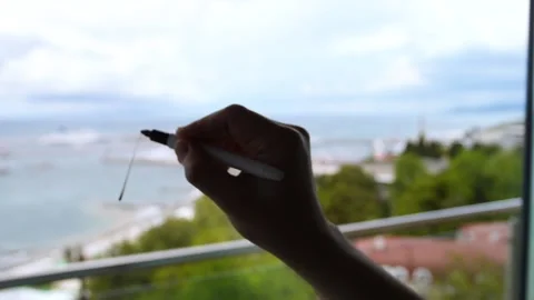 Hand writing on window glass words mgmt. scheme Vídeo Stock 94017290