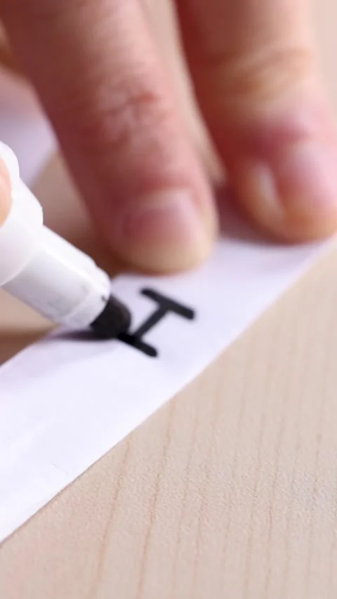 Hand Writing Word 'Hot' on Paper Strip with Marker Stock Footage 321440202