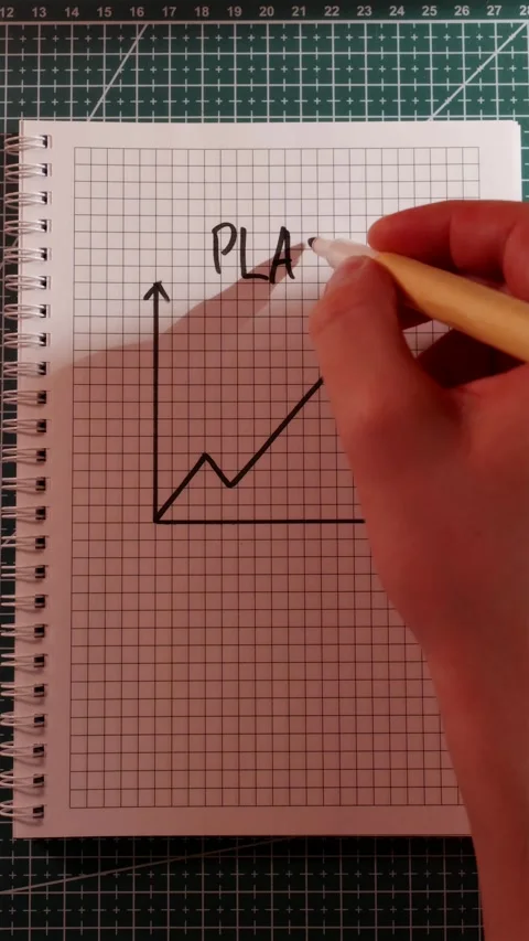 Hand writing word Plan above growth chart in notebook vertical Stock Footage 340139103