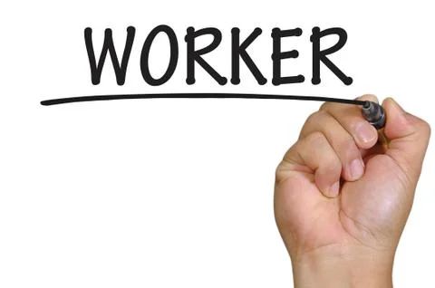 Hand writing worker Foto stock