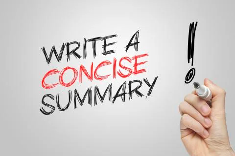 Hand writing write a concise summary Stock Illustration