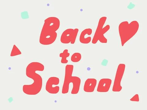 Hand written Back to School text with red loving heart with colorful element Stock Illustration