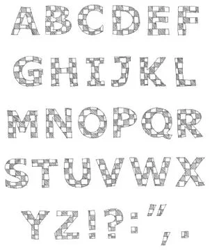 Hand written checkered alphabet Stock Illustration
