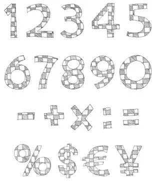 Hand written checkered numbers Illustrazione stock