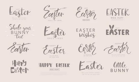 Hand written Easter phrases. Happy easter lettering modern calligraphy style Stock Illustration