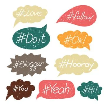 Hand written hash tags Stock Illustration