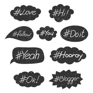 Hand written hashtag speech bubble Stock Illustration