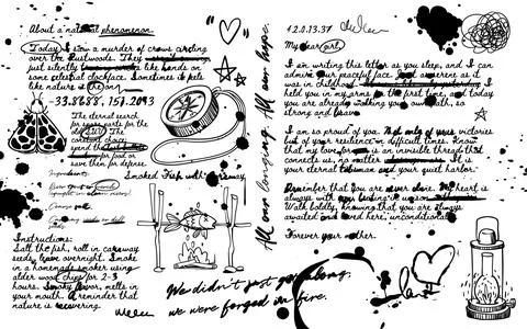 Hand written journal with scribble text Stock Illustration