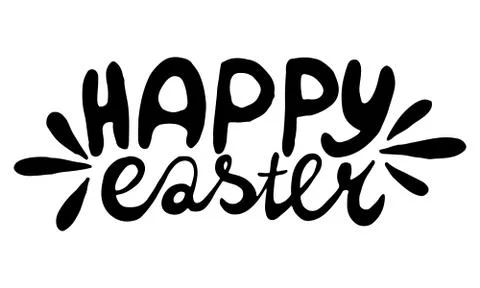 Hand written lettering Happy Easter text Stock Illustration