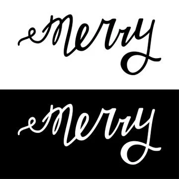 Hand written lettering merry Stock Illustration