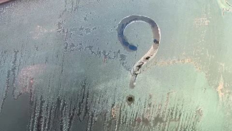 Hand written question mark on car glass Stock Footage 123226824