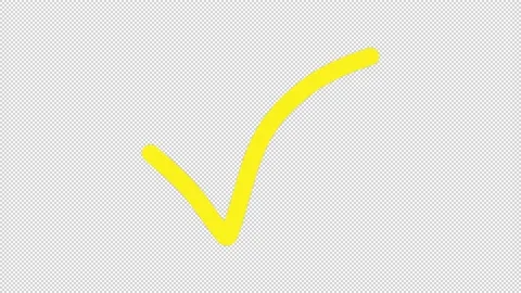Hand Written yellow check Mark with Alpha Stock-Footage 150656385