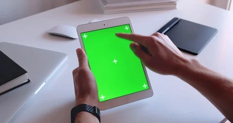 Hand of a young man tapping, clicking, sliding, swiping, pushing, zooming on Stock-Footage 126835668