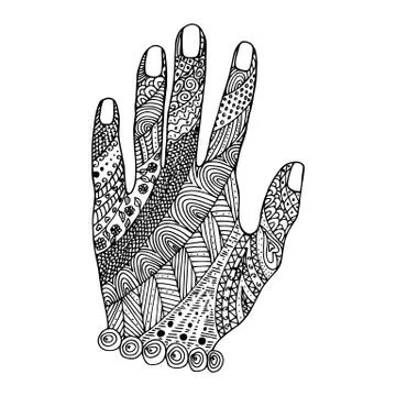 Hand zen tangle. Doodle arm. 스톡 일러스트