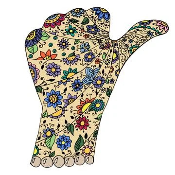 Hand zen tangle vector. Arm zenart. Stock Illustration