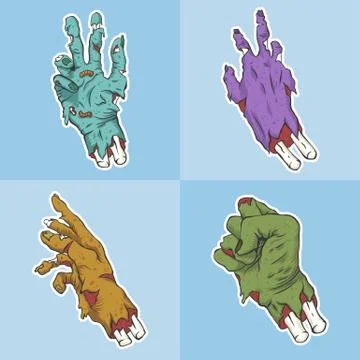 Hand zombie set collection vector illustration Stock Illustration