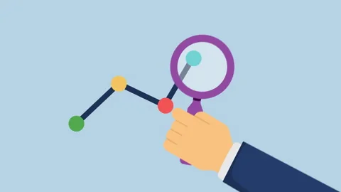 Hand zooming on chart with magnifier data analysis 2d Animation with Alpha Matte Stock Footage 335341187