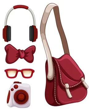 Handbag and other red objects Stock Illustration