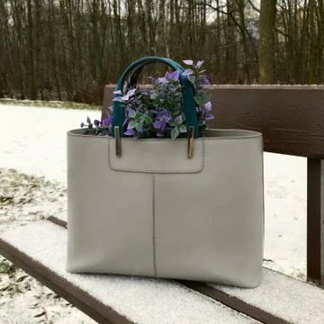 Handbag on the bench. Stock Photos