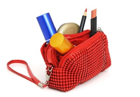 Handbag with cosmetics Stock Photos