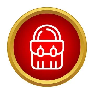 Handbag icon on red button with gold border 스톡 일러스트