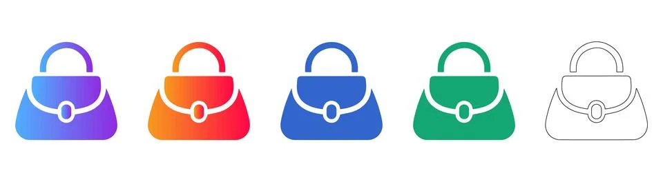 Handbag Icon Set with Gradient and Outline Styles Stock Illustration