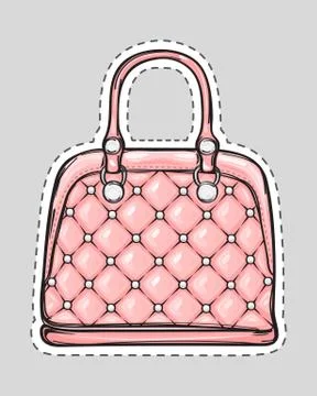 Handbag Patch with Handle, Clips Isolated in Flat Stock Illustration