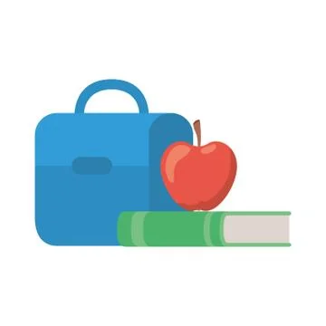 Handbag school with notebook on white background Stock Illustration