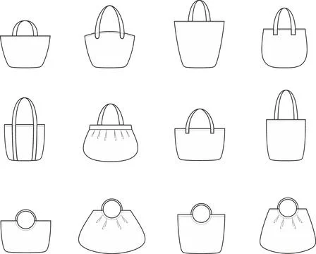 Handbag set. Technical vector illustration. Stock Illustration