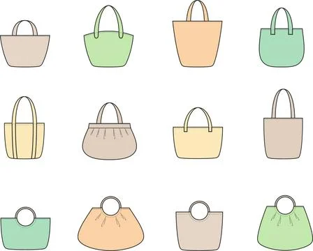 Handbag set. Technical vector illustration. Stock Illustration