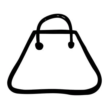 Handbag, simple vector hand draw sketch doodle, isolated on white Stock Illustration